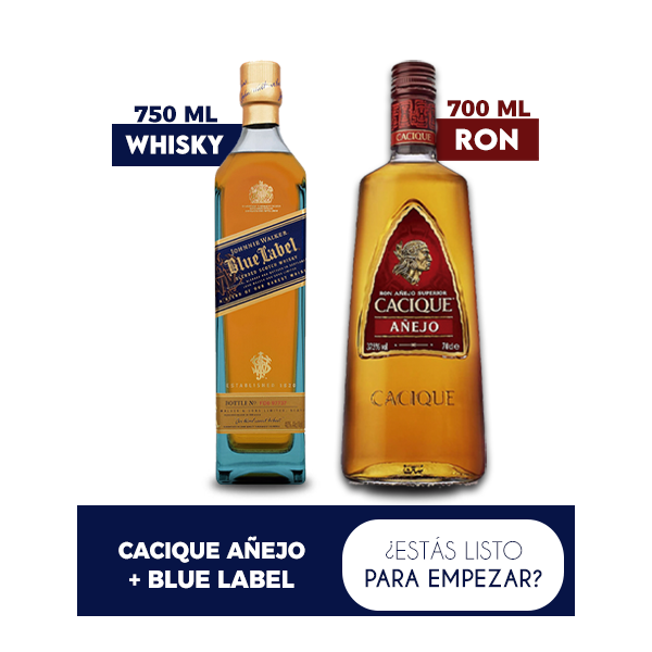 Cacique Añejo 37.5° + Whisky Johnnie Blue Label 40°